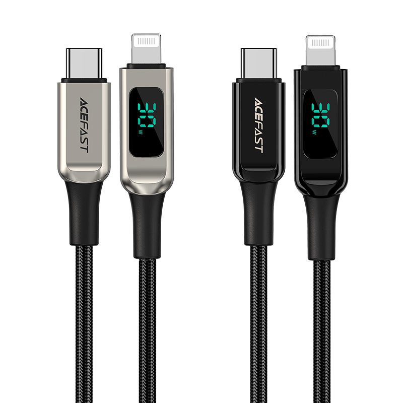 Acefast Braided with Digital Display USB-C to Lightning Cable 1.2M (Black)