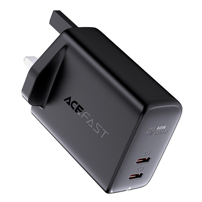 Acefast PD40W (USB-C+USB-C) Dual Port Charger (UK) (Black)