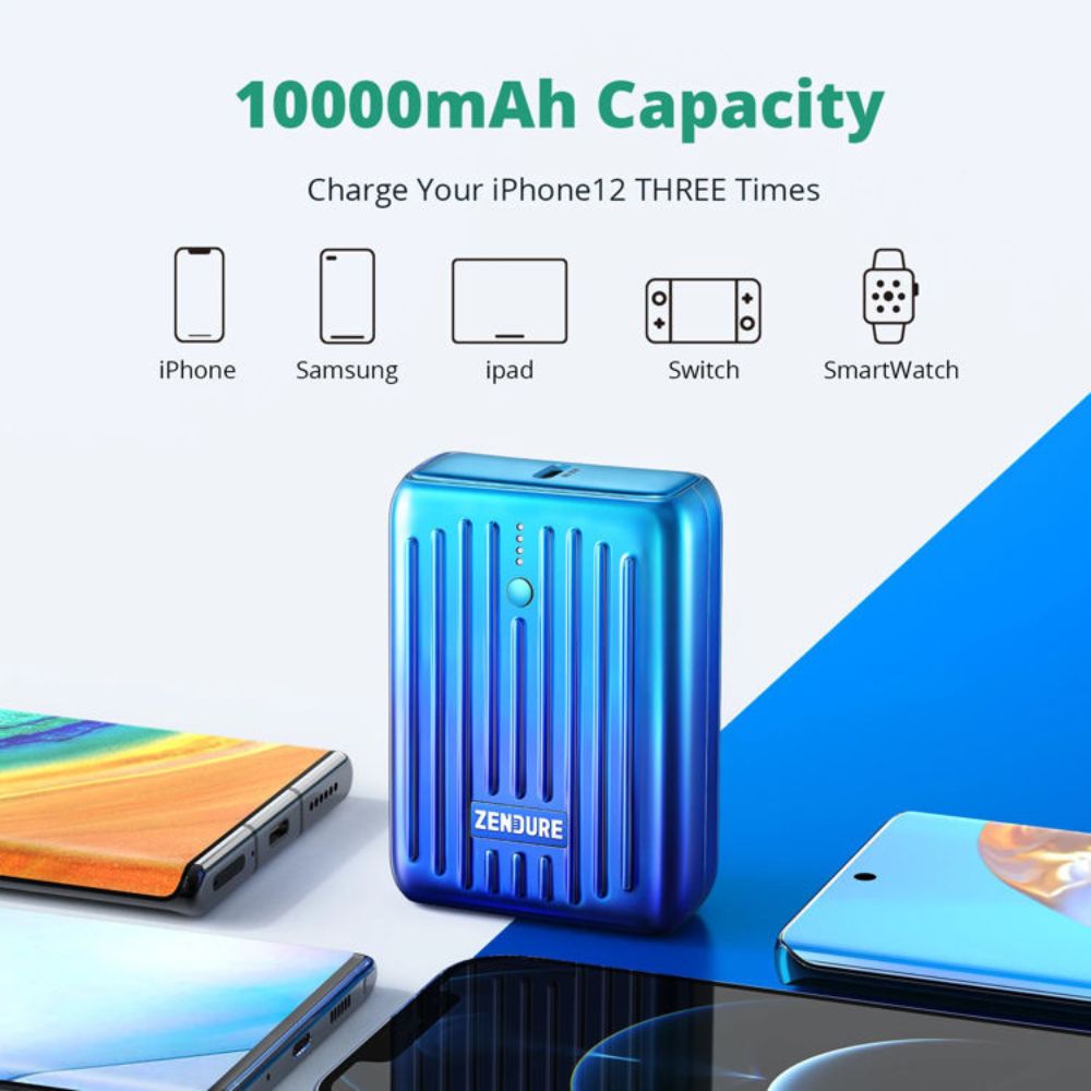Zendure Small And Fast Power Bank 10000mAh 2 Port Blue