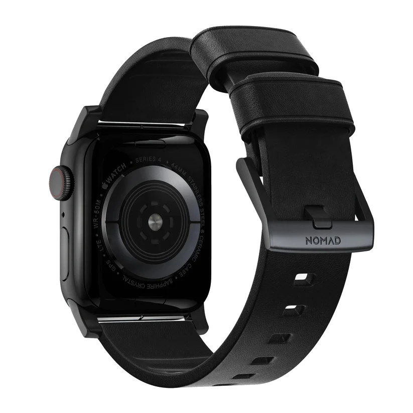 Nomad Active Leather Strap Apple Watch 45mm (Black/Black)