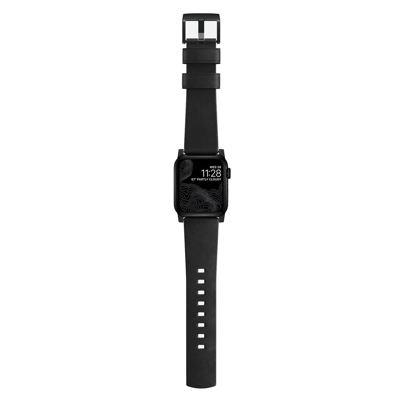 Nomad Active Leather Strap Apple Watch 45mm (Black/Black)