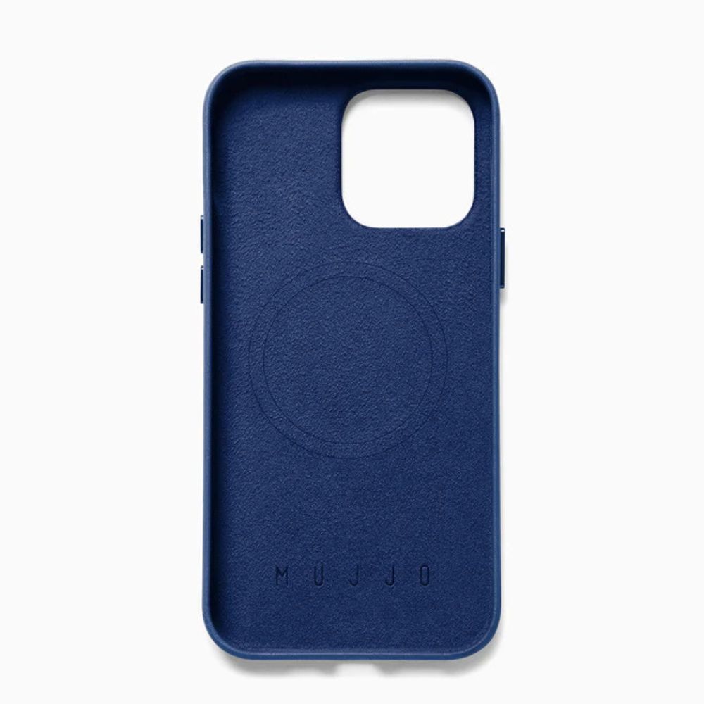 Mujjo Full Leather Case with MagSafe for iPhone 14 Pro Max (Monaco Blue)