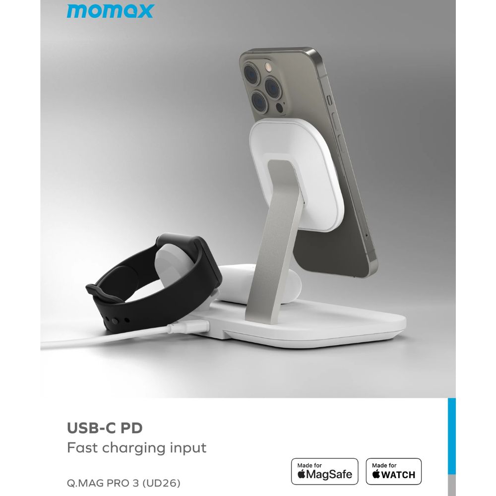 Momax Q.Mag Pro 3 3-in-1 Wireless Charger with MagSafe