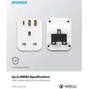 Momax ONEPLUG 1-Outlet Extension Socket With USB (Deep Purple)