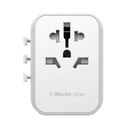 Momax 1-World PD35W 5 ports + AC Travel Adapter (White)