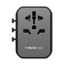 Momax 1-World PD35W 5 ports + AC Travel Adapter (Black)