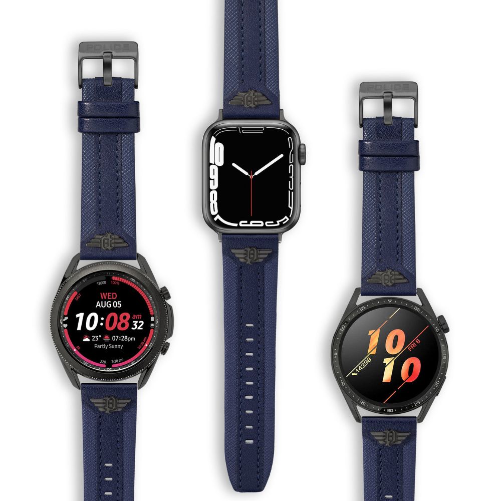 Police Wings Leather Strap for Smart Watch 42/44/45/49mm (Blue)