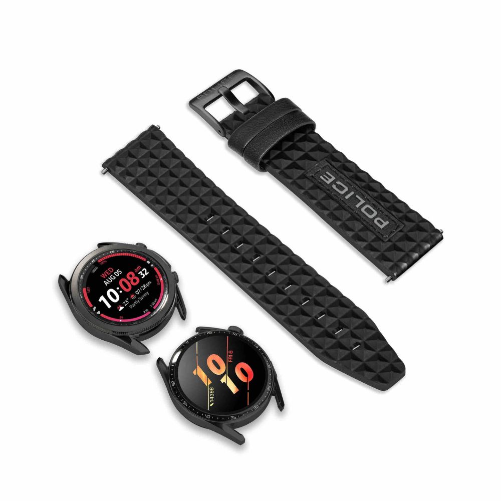 Police Pyramid Leather Strap for Smart Watch 38/40/41mm (Black)