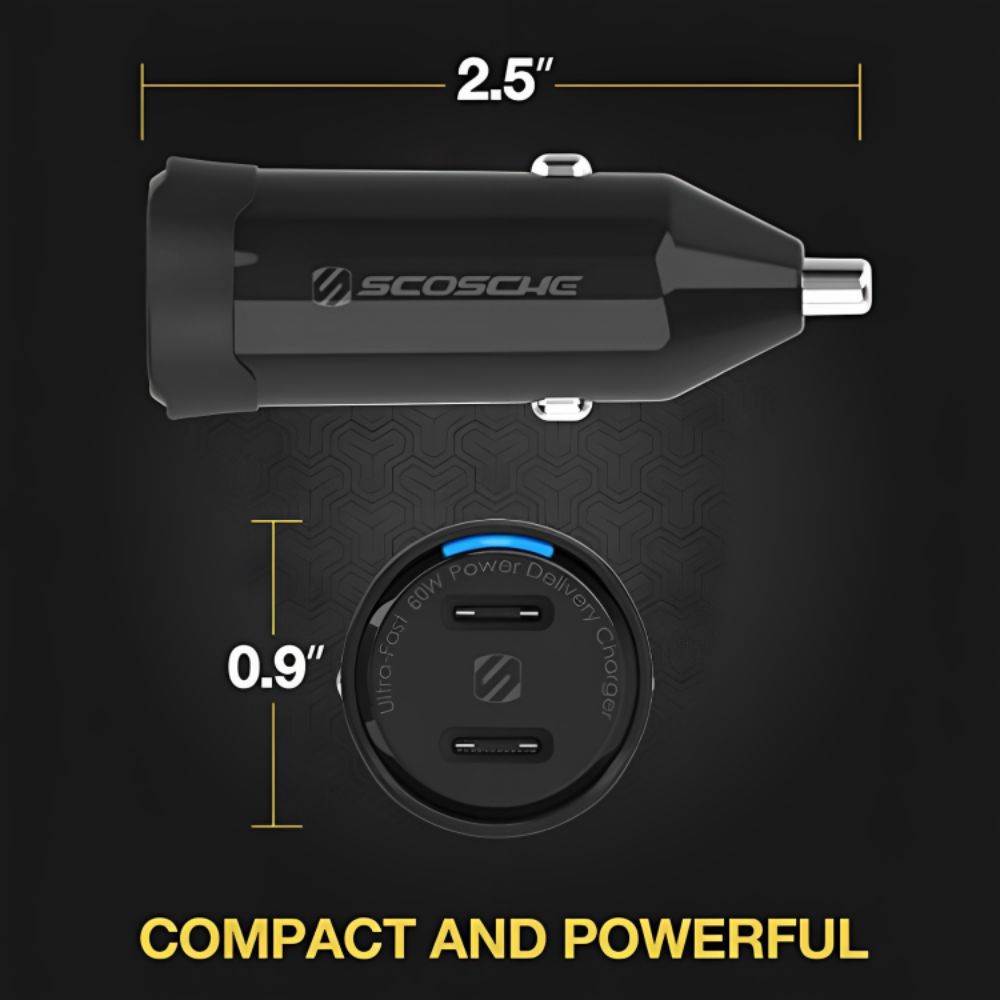 Scosche Powervolt Dual-Port USB-C Car Charger 60W