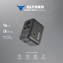 Eltoro 65W Travel Adapter PD GaN Tech USB-A 2Ports & USB-C 3Ports
