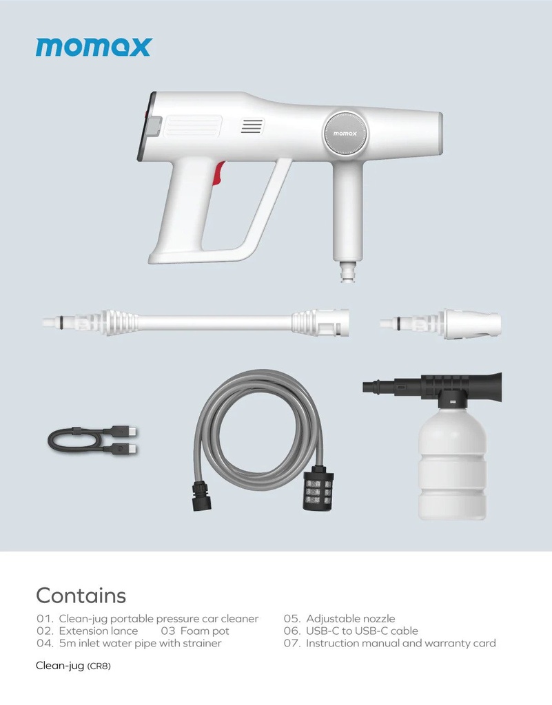 Momax Clean-Jug Portable Pressure Car Cleaner (White)
