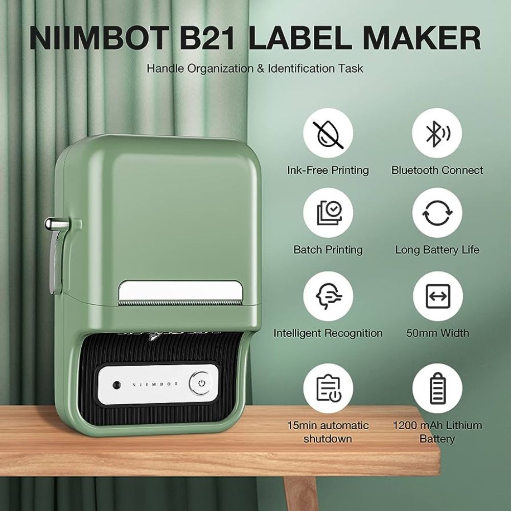 NIIMBOT B21 Portable Thermal Label Printer (Green)