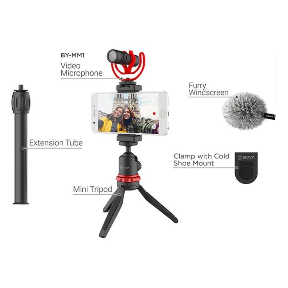 Boya Smartphone Vlogger Kit with mic and accessories 