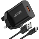 Choetech 18W USB-A Charge + AC Cable (Black)