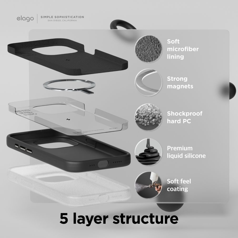 Elago Silicone Magsafe Case iPhone 15 Pro Max (Black)