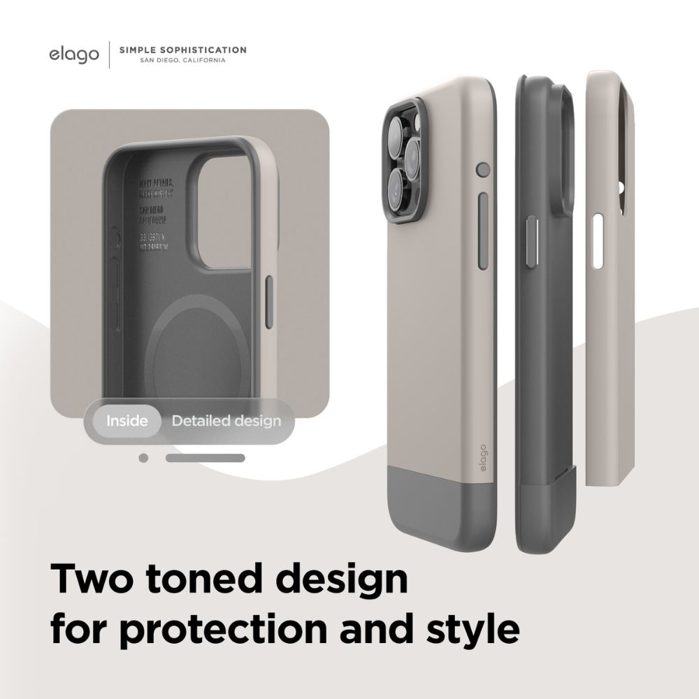 Elago Glide Case iPhone 15 Pro Max (Stone/Dark Grey)