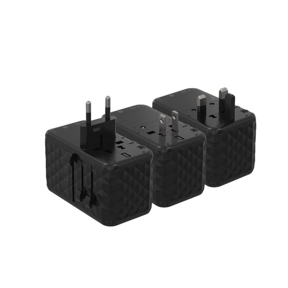 Powerology 100W Travel Adapter 4-Port Universal GaN 150+ Countries 