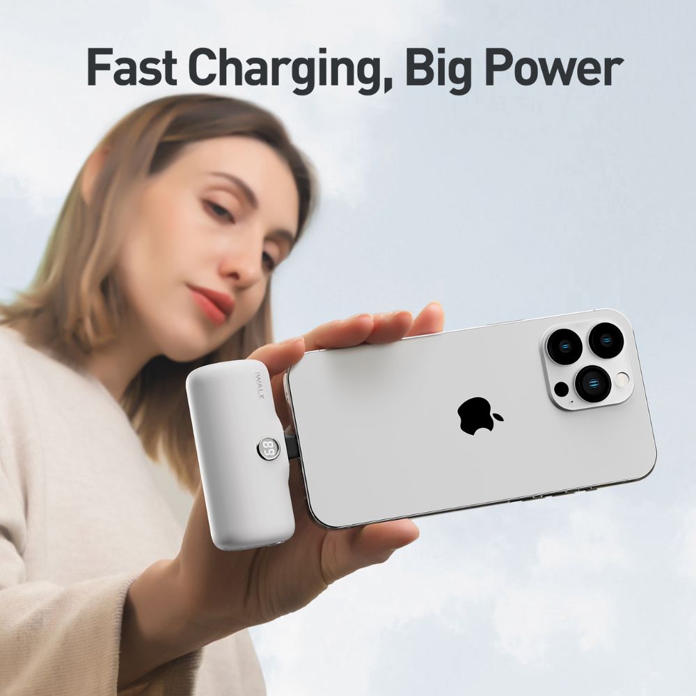 iWalk Linkme Pro Fast Charge Pocket Battery USB-C 4800 mAh (White)