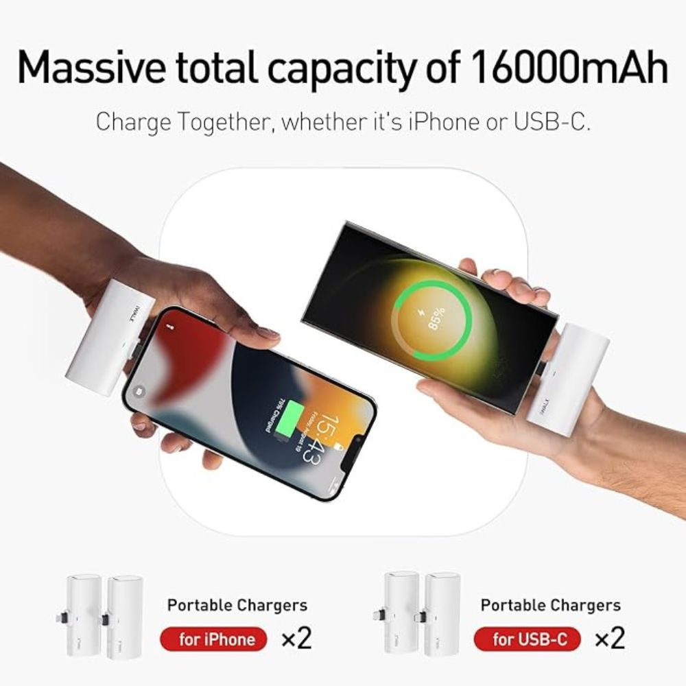 iWalk 4in1 Linkme Pro Fast Charge Pocket Battery Two USB-C /Two Lightning 4800 mAh(White)