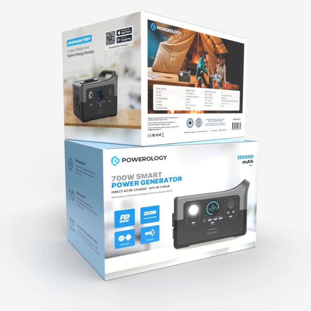 Powerology 120000mAh 700W Smart Power Generator Direct AC Re-Charge - 80% IN 1 Hour