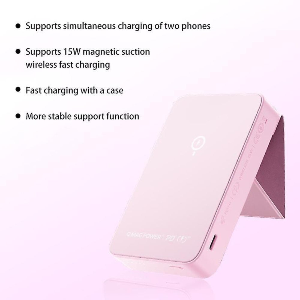 Momax Q.Mag Power 15 Magnetic Wireless Battery Pack with Stand 10000mAh (Pink)