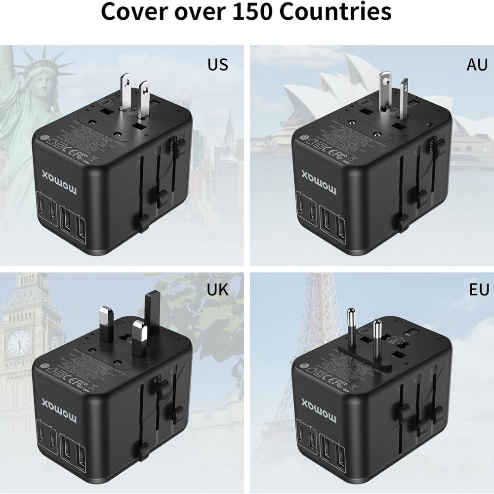 Momax 1-World 70W GaN 5 ports + AC Travel Adaptor (Black)