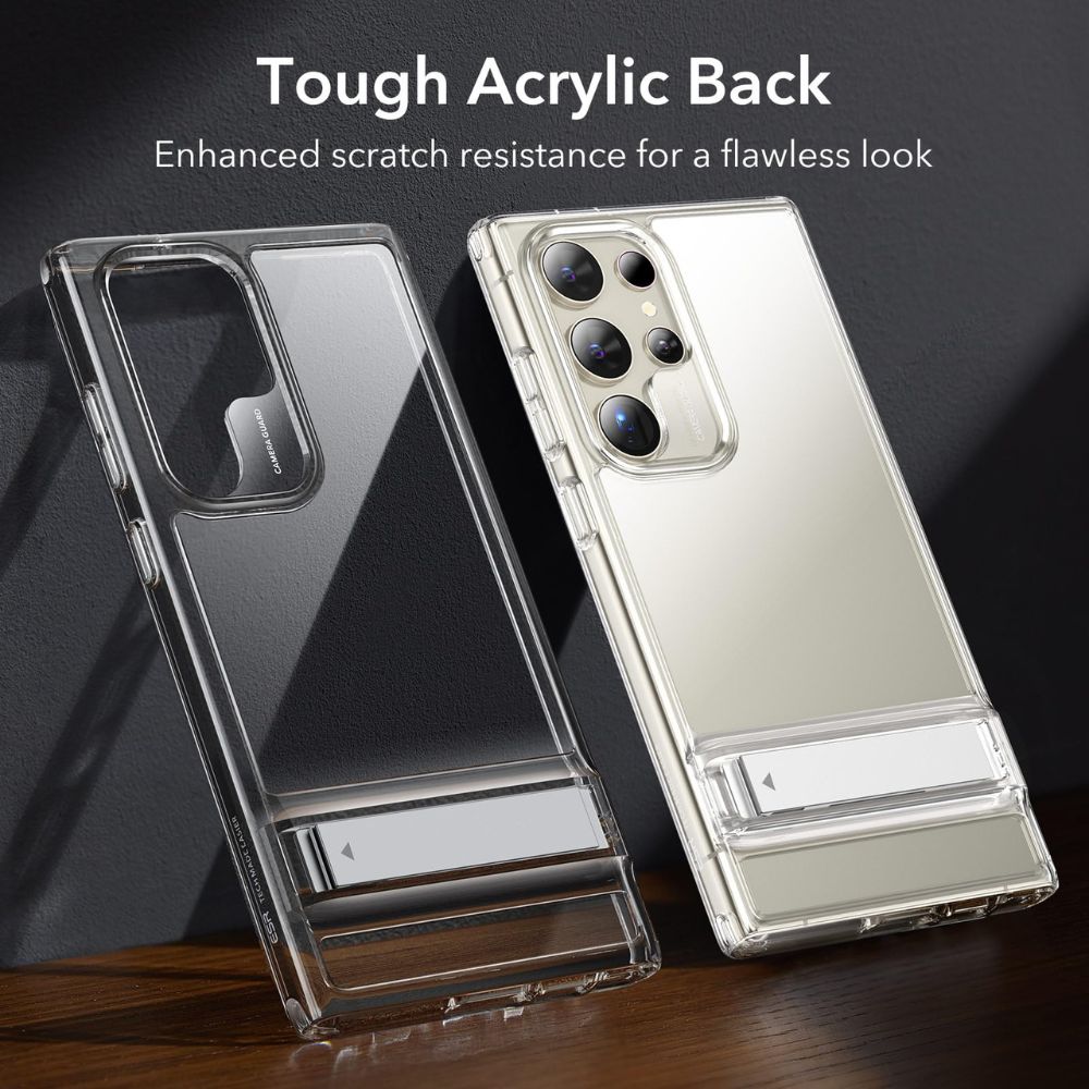 ESR Samsung Galaxy S24 Ultra Air Shield Boost Metal Kickstand+Hard PC Back + Flexible Bumper Protective Case (Clear)