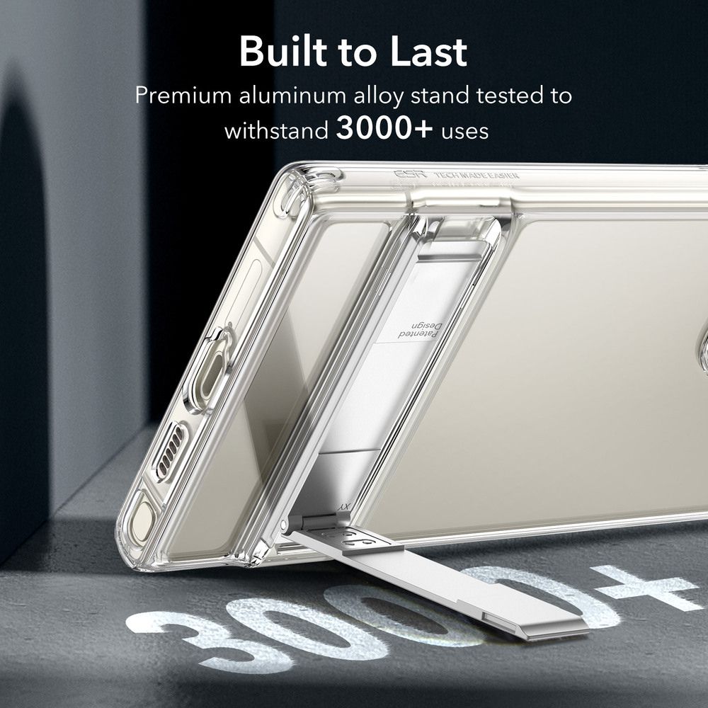 ESR Samsung Galaxy S24 Ultra Air Shield Boost Metal Kickstand+Hard PC Back + Flexible Bumper Protective Case (Clear)