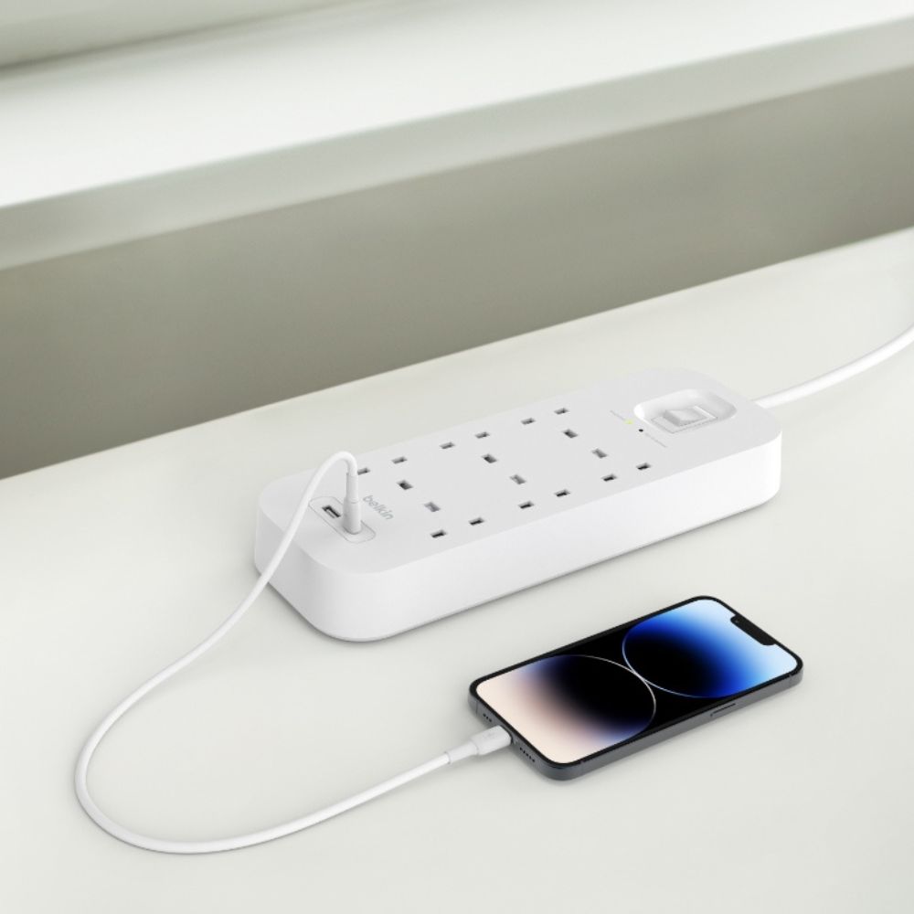 Belkin 6-outlet Surge Protector 18W, USB-A &amp; USB-C Ports 2M