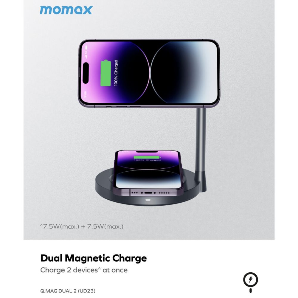 Momax Q.Mag Dual 2 Dual Magnetic Wireless Charging Stand