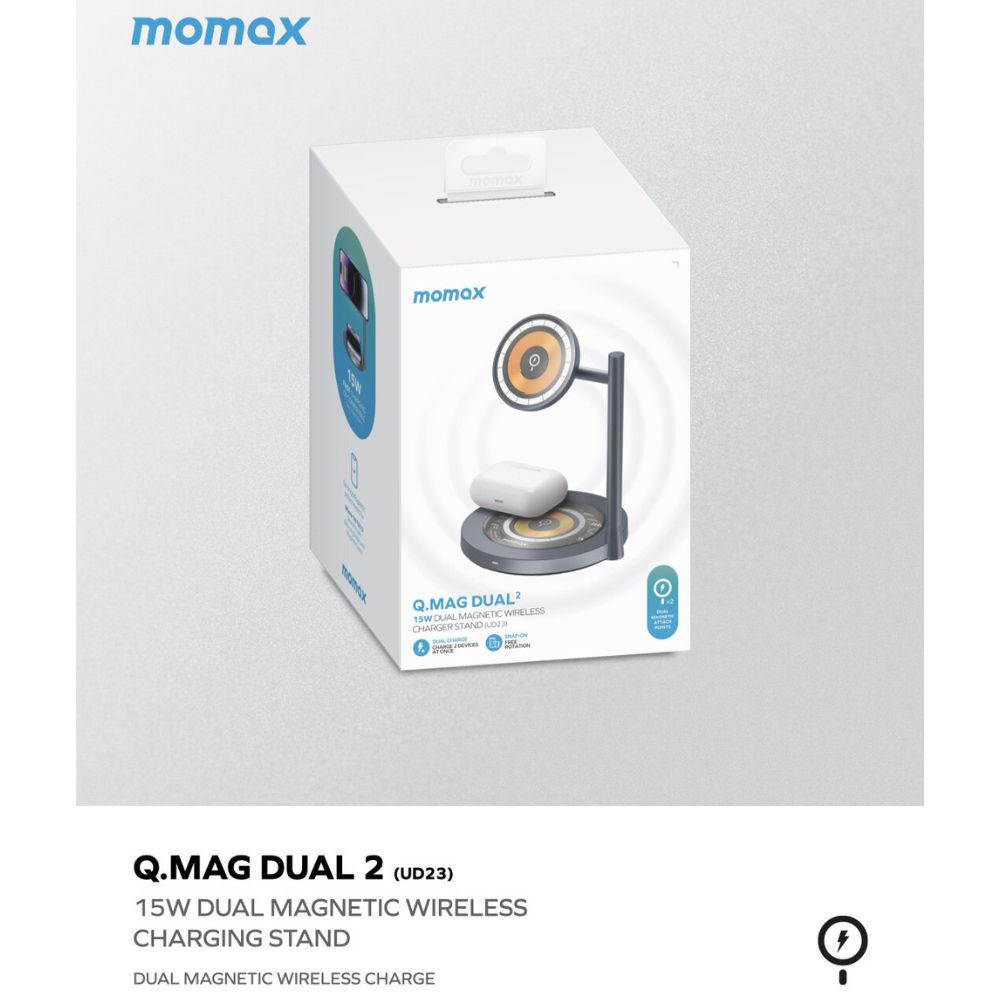 Momax Q.Mag Dual 2 Dual Magnetic Wireless Charging Stand