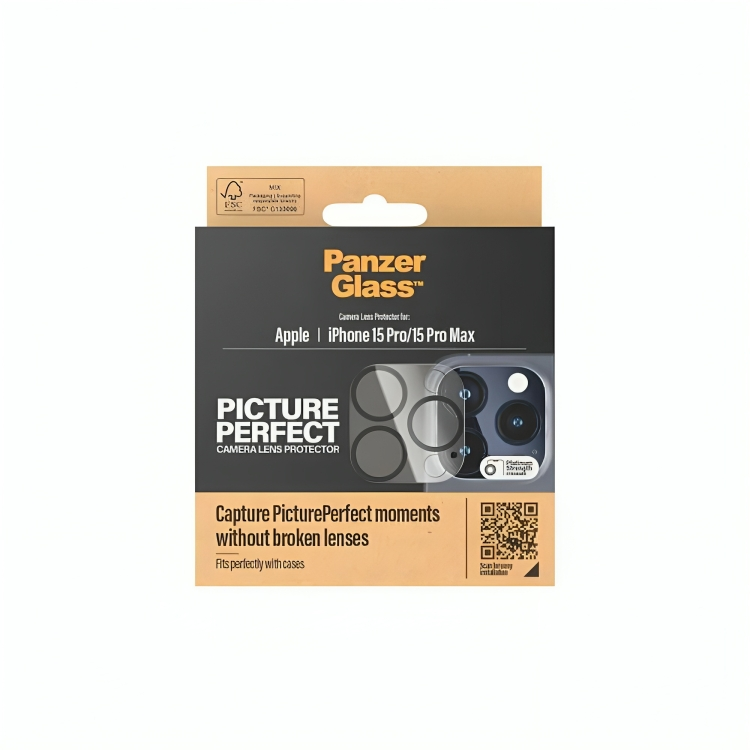 PanzerGlass Camera Lens Protector for iPhone 15 Pro/15 Pro Max (Clear)