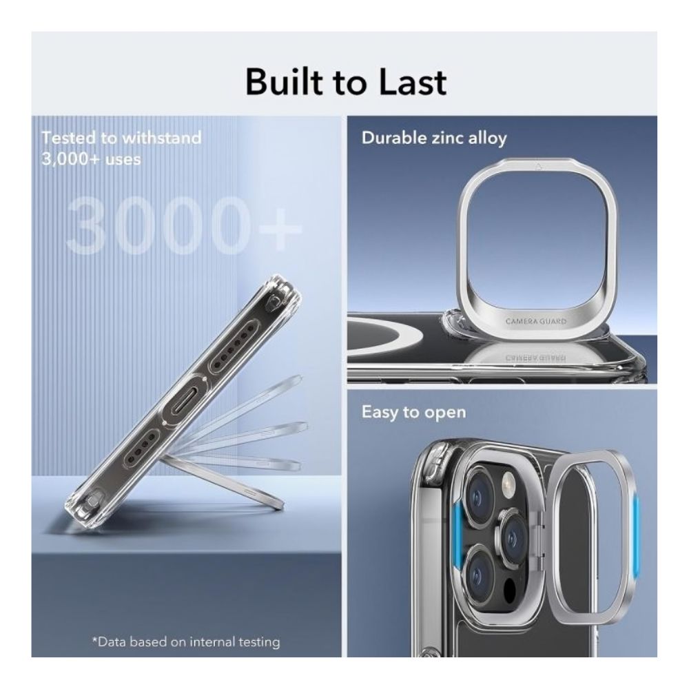 ESR Halolock Classic Hybrid Case for iPhone 15 Pro with Stash Stand (Clear)