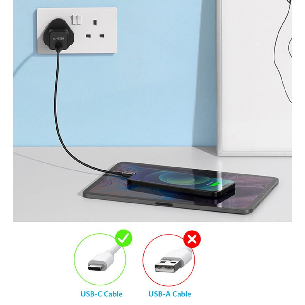 Anker Power up set (20W Cube Charger, Essential 20000 PD 20W, 0.9m Bio-Nylon Cable)(Black)