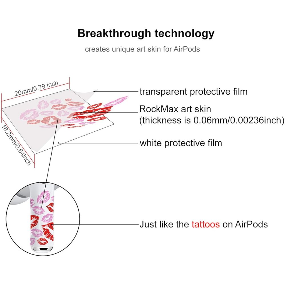 RockMax Skin for Airpods Pro and Case (Red Lip)