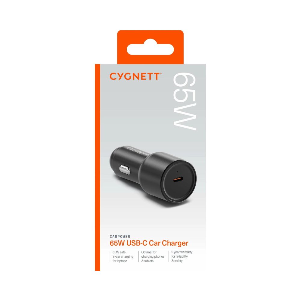Cygnett CARPOWER 65W USB-C Laptop Car Charger (Silver)