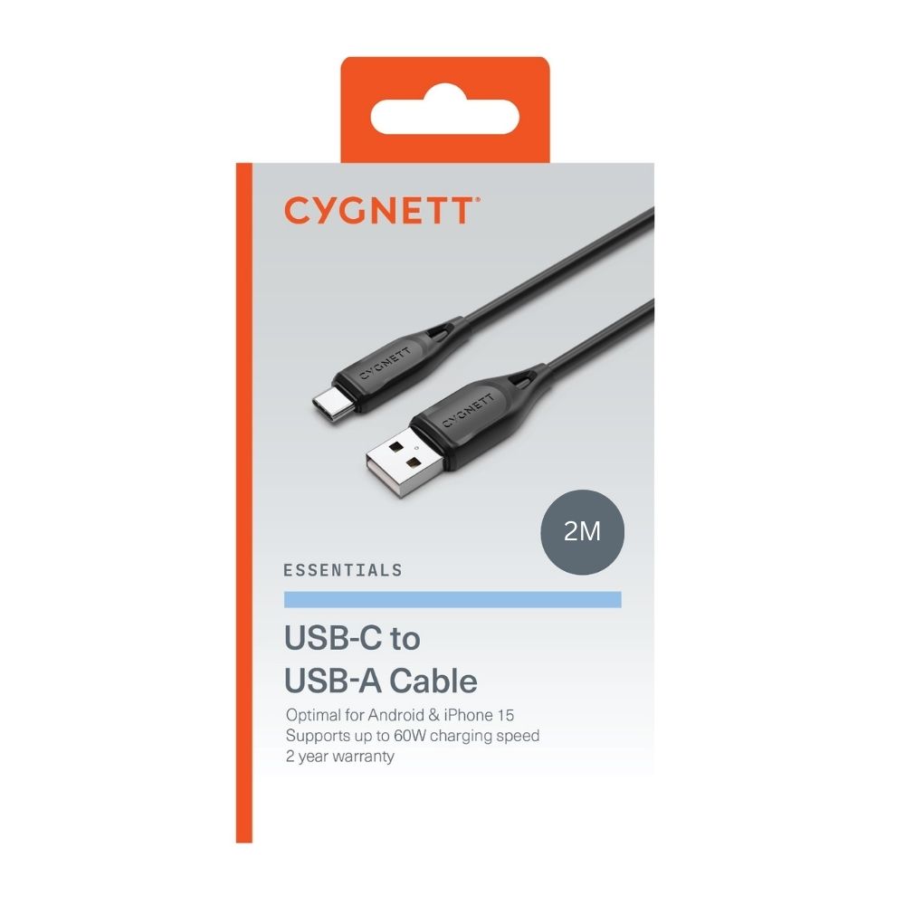 Cygnett Essentials USB-C To USB-A (2.0) 2M (Black)