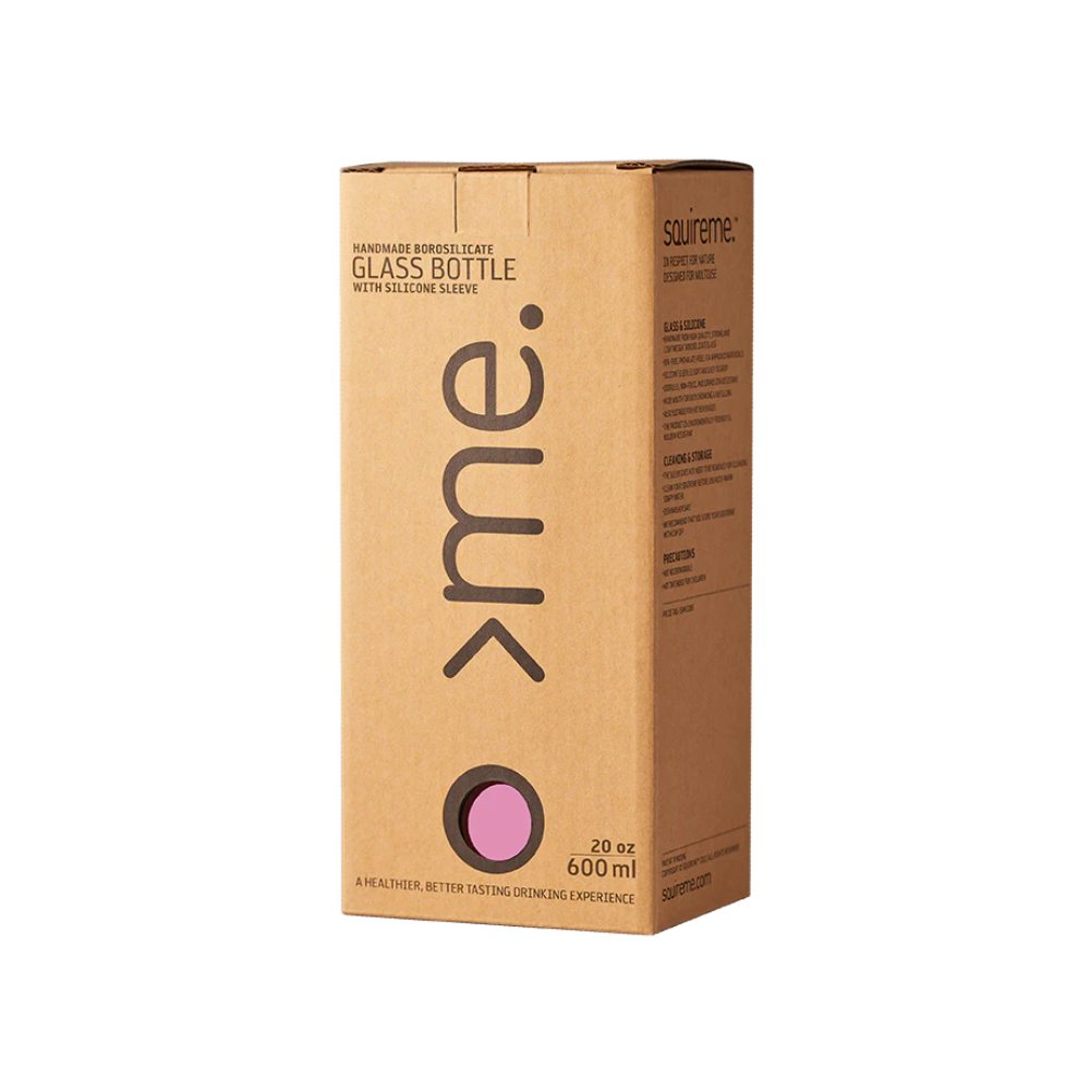 Squireme Y1 Glass Bottle with Silicone Sleeve 600ml (Powder Pink)