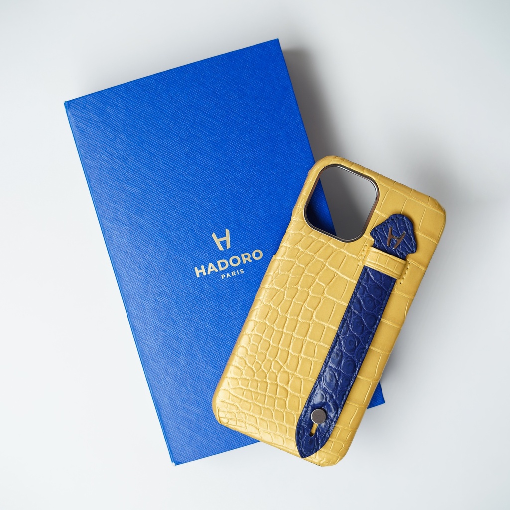 Hadoro Alligator side Finger Case for iPhone 12/12 Pro (Yellow/Black)