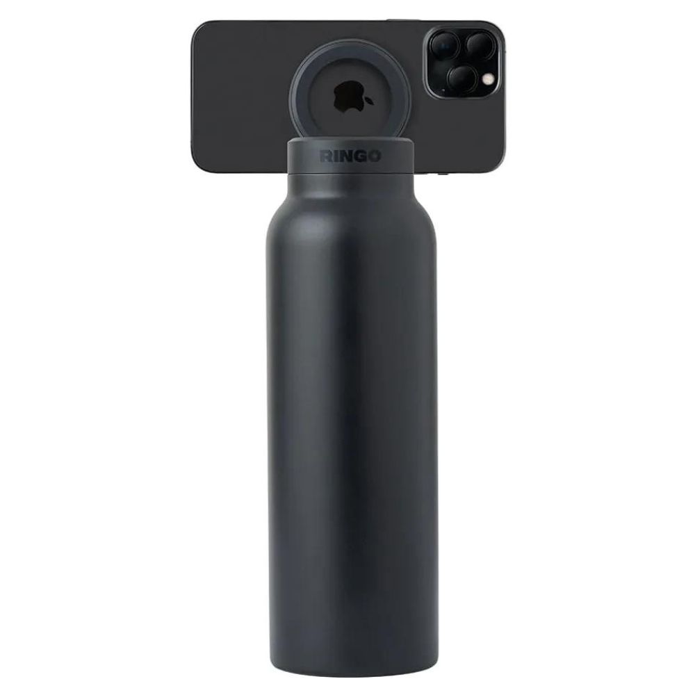 RINGO WATER BOTTLE - 32 OZ - SCREW LID / BOOSTER RING (BLACK)