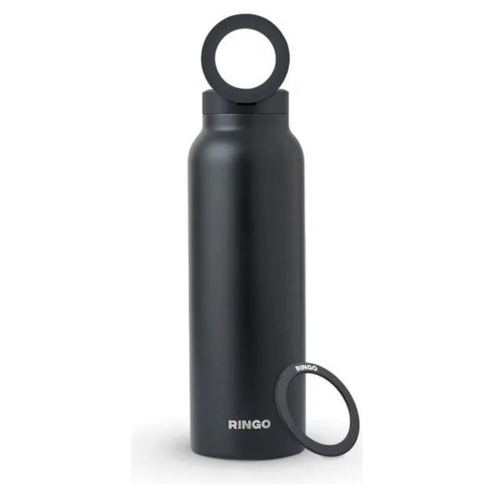 RINGO WATER BOTTLE - 32 OZ - SCREW LID / BOOSTER RING (BLACK)