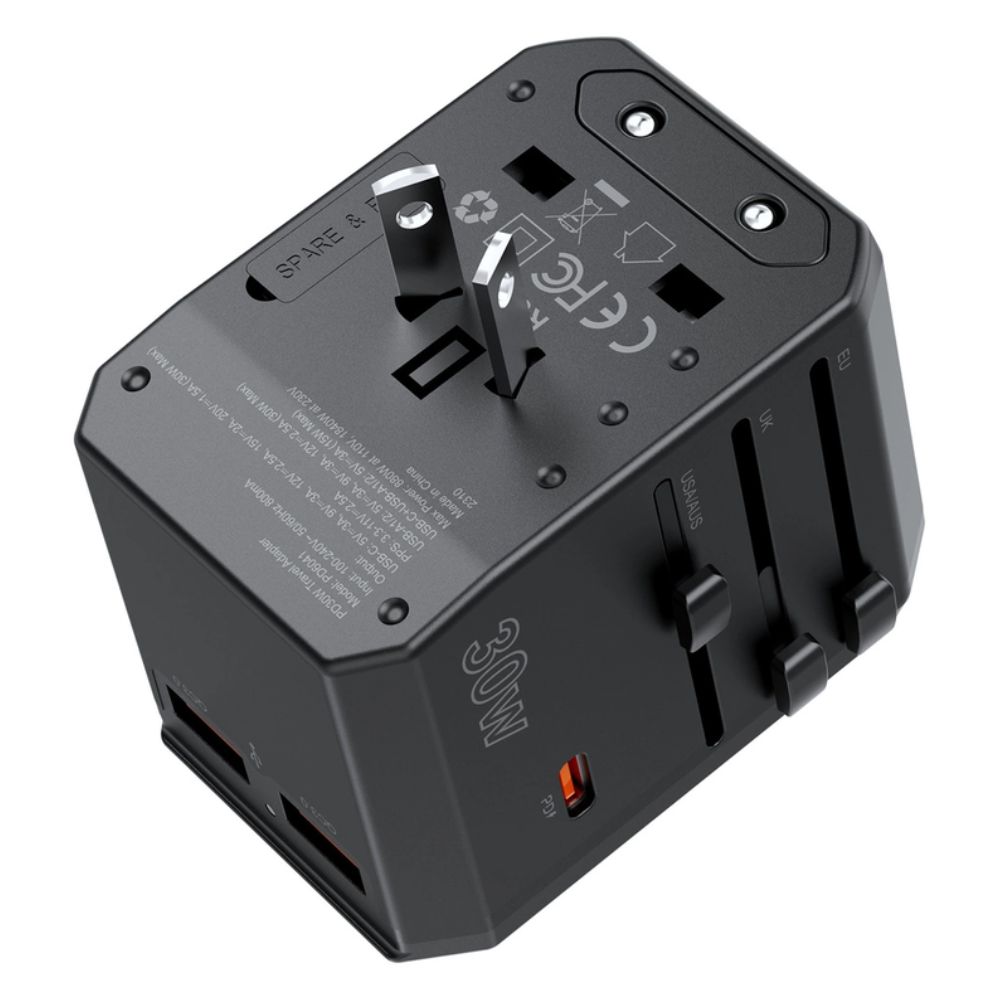 Choetech PD30W C+2A Travel Wall Adapter (Black)