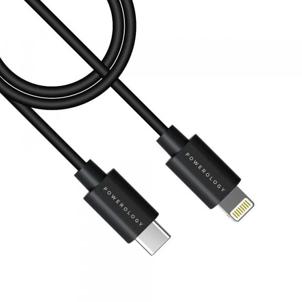 Powerology Data and Fast Charge USB-C to Lightning Cable 3M (Black)