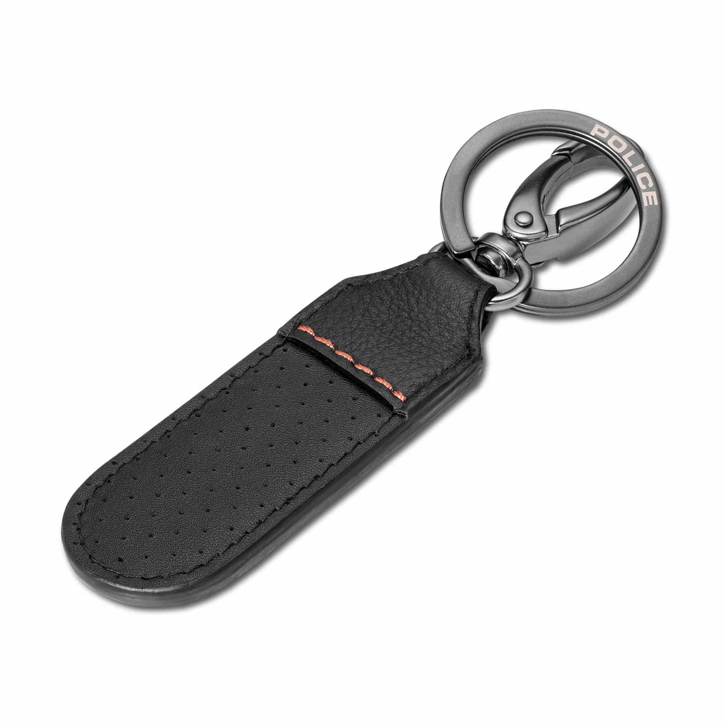 Police Orion Mens Leather Perforated Keyring w/ Round Logo