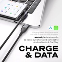 Statik PowerPivot Pro 100w Nylon Braided USB-C to C Cable 1.8M (Black)