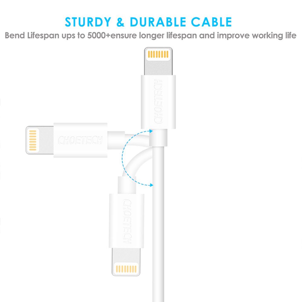 Choetech 1.2m MFI USB-Lightning Cable (White)