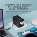 Brave Universal Travel Adapter, GaN3 Fast Charger 45W with Type-C Retractable Cable & 2 USB-A + 1 Type-C Port, 2500W Max, BTC-34 (Black)