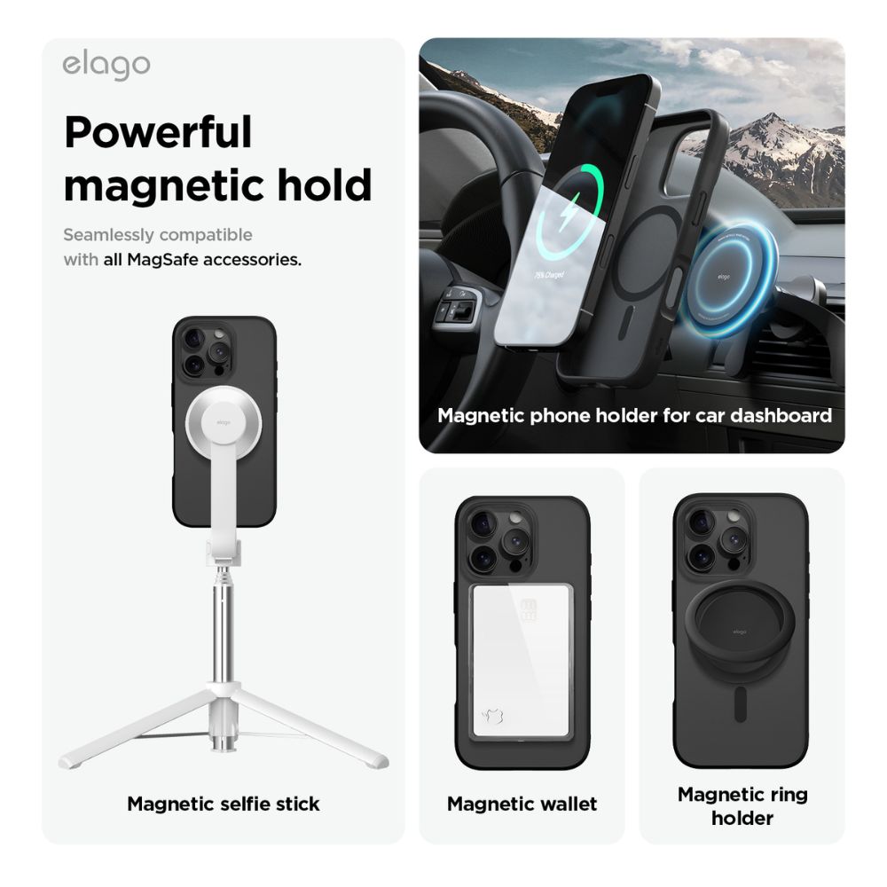Elago Hybrid Magsafe Case for iPhone 16 Pro Max (Soft Drak Gray/Black)