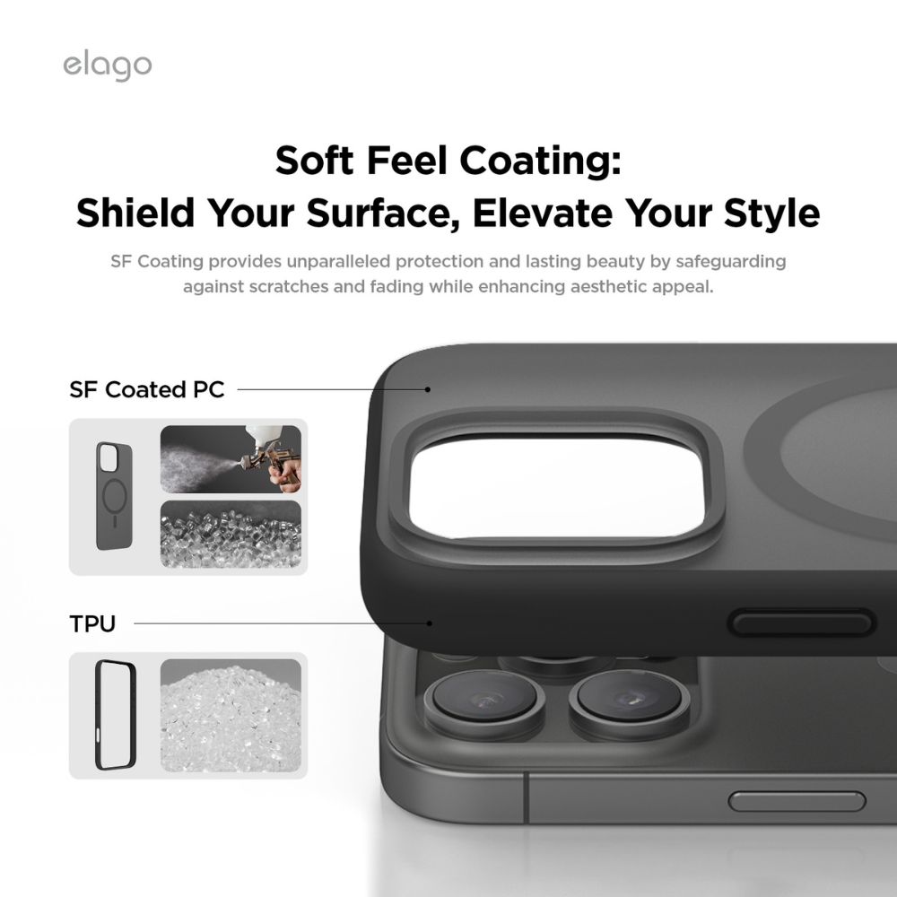 Elago Hybrid Magsafe Case for iPhone 16 Pro Max (Soft Drak Gray/Black)