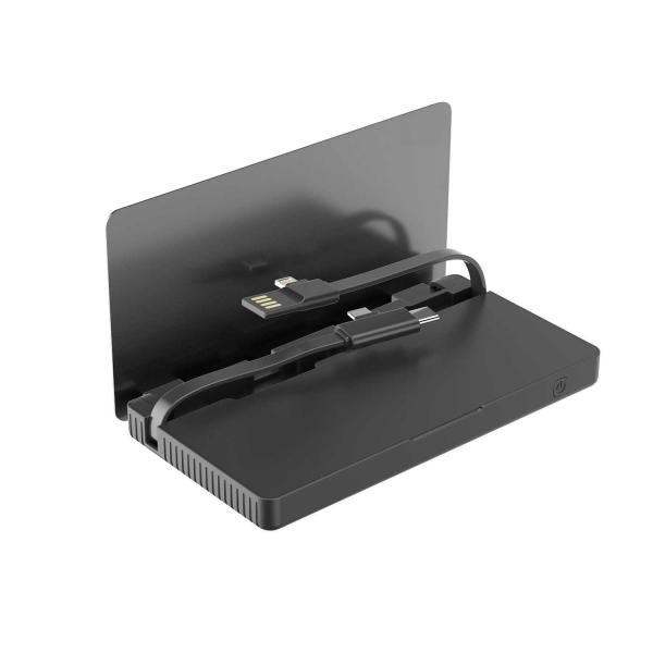 Powerology 3in1 Power Station 8000mah With Built-In Cable (Black)